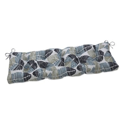 48" x 18"  Outdoor/Indoor Tufted Bench/Swing Cushion Hixon Stone Black - Pillow Perfect