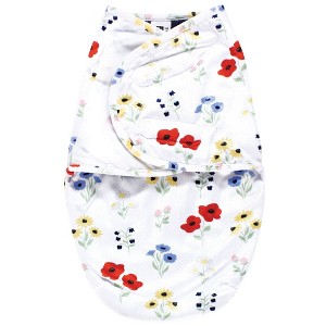 Hudson Baby Girls Plush Faux Fur Swaddle Wrap, Wildflower, 0-3 Months - 1 of 2