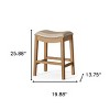 HomeRoots 26" Beige and Natural Faux Leather and Solid Wood Backless Counter Height Bar Chair - 3 of 4
