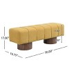 Chenille Fabric Upholstered Accent Bench with Round Wood Legs,Rectangular End of Bed Ottoman,Modern Bedroom or Entryway Bench-Coolbibila - 4 of 4