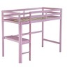 NicBex Twin Size Loft Bed with Desk Wooden Bed Frame with Long Ladder and Full Length Guardrail, No Box Spring Required, Pink - 3 of 4