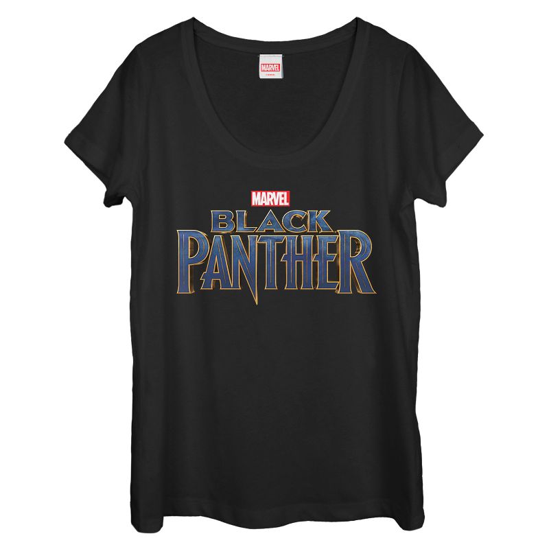 Women's Marvel Black Panther 2018 Text Logo Scoop Neck, 1 of 4
