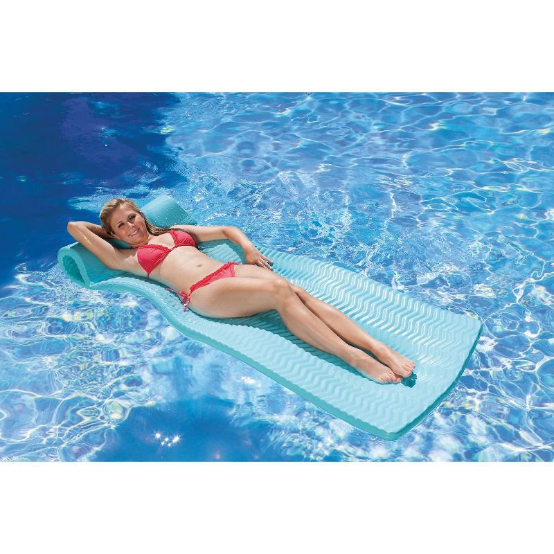 Northlight 74" Icy Blue Floating Foam Swimming Pool Mattress Lounger with Head Rest, 3 of 5