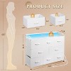 8 Dresser TV Stand with Power Outlets, Led Dresser for Bedroom, Fabric Chest of Drawers with Double Open Shelves, Wood Top, Steel Frame - 3 of 4