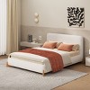 Platform Bed with Boucle Upholstered Headboard, Modern Minimalist Design Bed, Bed with Soft Textured Fabric and Wood Frame-Baofuwish - 2 of 4