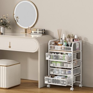 Makeup Organizer with Drawers, Skincare Storage, Floor Skincare Organizers with Wheels Nameplates,Vanity Cosmetic Holder for Perfume, Nail Polish - 1 of 4