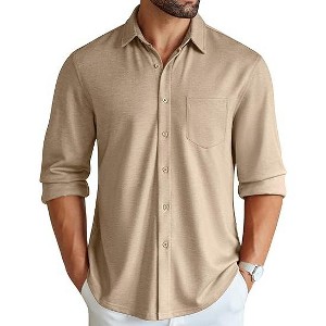 COOFANDY Men's Wrinkle Free Shirt Casual Button Down Long Sleeve Dress Shirts - 1 of 4