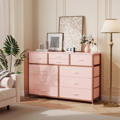 10-Drawer Dresser TV Stand, Small TV Cabinet with Metal Frame, Chest of Drawers