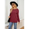 Coolmee Women's Sweatshirts Crewneck Long Sleeve Loose Fit Tops Color Block Ribbed Trim Fashion - 2 of 4