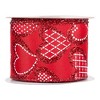 Northlight Hearts Valentine's Day Glittered Wired Craft Ribbon - 2.5" x 10 Yards - Red and White - 3 of 4