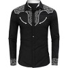 Men's Western Shirts Long Sleeve Slim Fit Embroideres Cowboy Shirts Casual Button Down Shirt - 2 of 4