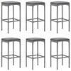 vidaXL Patio Bar Set Outdoor Garden Table with Stool with Cushions Poly Rattan - Gray 43.3" Table Length 6 Piece - 4 of 4