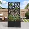 MAYEERTY Planter Box with Trellis Iron Black Spring Leaf 01 Style 47x24x12in 3-Piece Set - 2 of 4