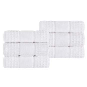 Zero Twist Cotton Waffle Honeycomb Medium Weight Hand Towel Set of 6 by Blue Nile Mills