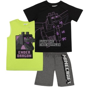 Minecraft Little Boys T-Shirt, Tank Top and Shorts 3-Piece Outfit Set - 1 of 4
