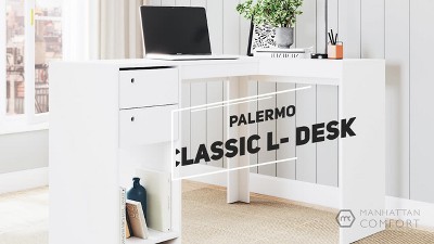 Manhattan Comfort Palermo Classic L Desk White
