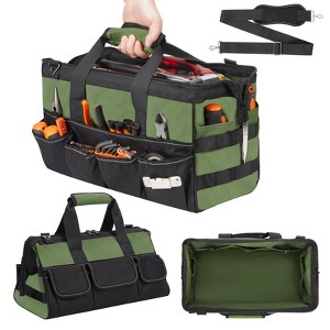 15.5 Inch Tool Bag 1680D Oxford Fabric, 19 Pockets Metal Frame