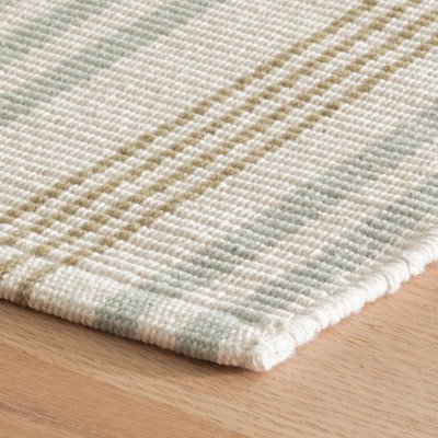 Gray and Beige Striped Wool Cotton 4' x 6' Rug