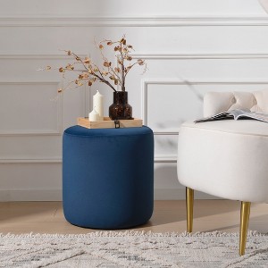 KINWELL Round Upholstered Pouf Ottoman Footrest - 1 of 4