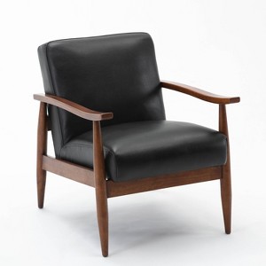 Comfort Pointe Austin Leather Gel Wooden Base Accent Chair - 1 of 4