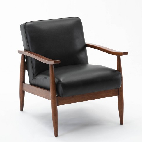 Comfort Pointe Austin Leather Gel Wooden Base Accent Chair Black ...