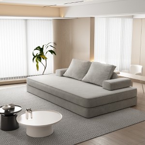 86.6" Fluffy Chenille Multifunctional Convertible Sofa Bed with 2 Removable Backrests, 2 Pillows, Chaise Lounge, and Game Pad - 1 of 4