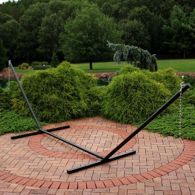 15 ft Black Heavy-Duty Steel Hammock Stand with Adjustable Hooks