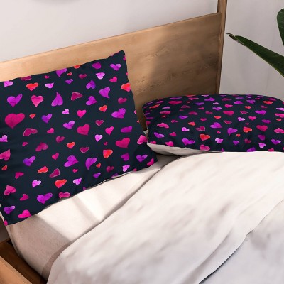 Deny Designs Angela Minca Valentines Day Hearts Purple Duvet and Sham Set