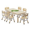 Children's table with 6 chairs, height-adjustable table set for toddlers, tabletop with graffiti motif and non-slip legs for kindergarten classrooms - 2 of 4