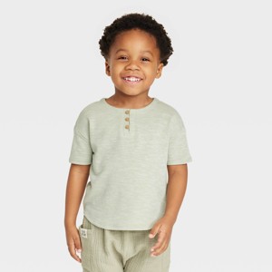 Grayson Collective Toddler Short Sleeve Ribbed Henley T-Shirt - Sage Green - 1 of 3