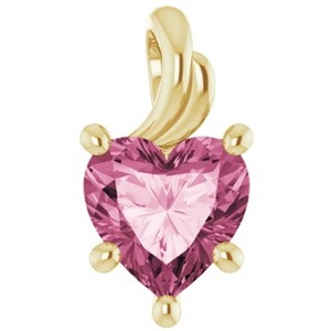 Pompeii3 7mm Pink Topaz Women's Heart Pendant in 14k Gold Necklace 5mm Tall - 1 of 4