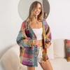 Women's Casual Plaid Brushed Jacket Button Down Long Sleeve Shirt Jacket Coats With Pockets Red XL - 3 of 4