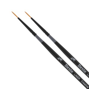 Creative Mark Beste Golden Taklon Liner  #6x0 - 2 Pack Artist Brush, Professional Watercolor Brushes, For Acrylic Painting, Short Handle, Sharp Edges, - 1 of 4
