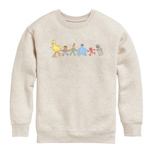 Boys' - Sesame Street - SS Group Muted Graphic Long Sleeve Fleece Sweatshirt - 1 of 4