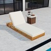 Chaise Lounge Chair Wood Frame with Adjustable Backrest, Outdoor Lounge Chairs with 4 Inch Cushion-Maison Boucle - 2 of 4