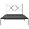 vidaXL Metal Bed Frame with Headboard - Black Powder-Coated Steel, 39.4"x78.7" Mattress Support, Bedroom Furniture for Modern Decor - 3 of 4
