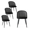 5-Piece Oak Grain Dining Table Set for 4, Round DIning Table with 4 Mesh Rattan Backrest Dining Chair, Dining Room Furniture - Maison Boucle - 4 of 4