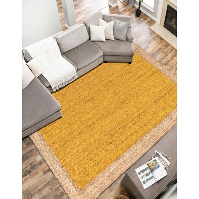 Handmade Yellow Braided Jute Rectangular Area Rug
