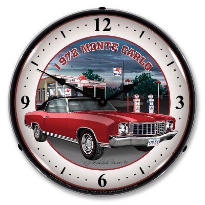 Collectable Sign & Clock | 1972 Monte Carlo LED Wall Clock Retro/Vintage, Lighted