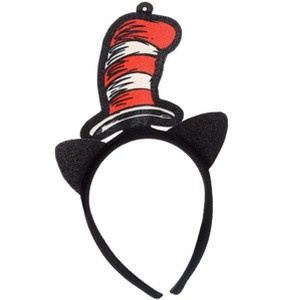 HalloweenCostumes.com One Size Fits Most  Girl  Dr. Seuss The Cat in the Hat Glitter Headband, Black/Red/White - 1 of 4