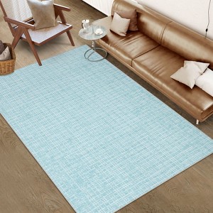 Washable Area Rugs Modern Plaid Indoor Floor Carpet with Non-Slip Backing Stain-Resistant Soft Low Pile Rugs for Living Room - 1 of 4