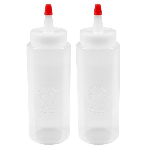 4 Oz Plastic Bottles Set of 3 Clear Squeeze Bottles With White