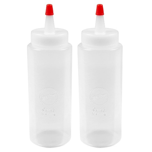 Condiment Squeeze Bottle Set Plastic with Caps, Refillable with