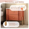 Lirago Orange Modern Nightstand with 2 Drawers Fluted Bedside Table with Gold Legs Handles Multi-Functional End Table 21.6"H x 15.75"D x 21.6"W - 3 of 4