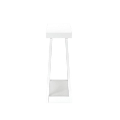 White Solid Pine Wood Console Table with Storage Shelf