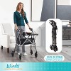 Stander Wonder Indoor Rollator with Tray & Basket, Folding Rolling Walker with Brakes, Black Walnut - 3 of 4