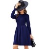 Women's 2025 Long Sleeve Mini Sweater Dress Crewneck Ribbed Knit a Line Pleated Swing Short Dresses - 2 of 4