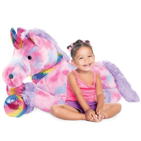 Best Choice Products 52in Kids Extra Large Plush Unicorn Life Size Stuffed Animal Toy W Rainbow Details Tie Dye Fur Target