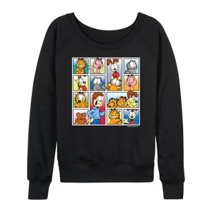 Women's - Nickelodeon - Garfield Animations Lightweight French Terry Wide Neck Long Sleeve Shirt - 1 of 4