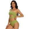 Womens One Shoulder Tankini Sets Hollow Sexy Textured Swimwear Sets Cute Swimsuit for Beach Summer Vacation - 4 of 4
